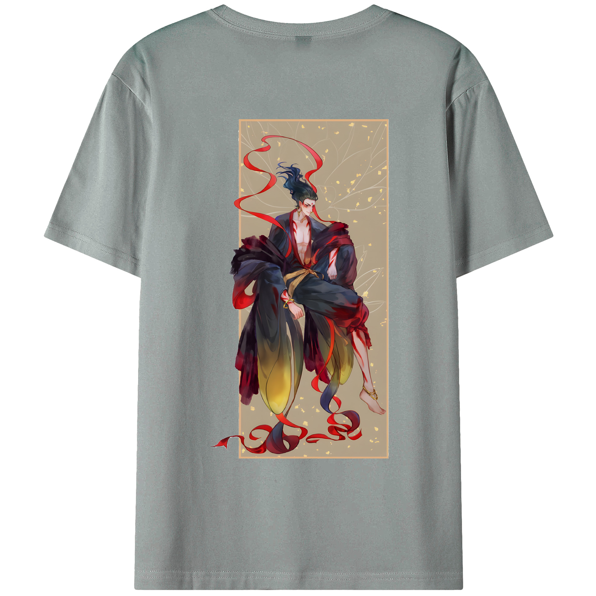 （画像用） Ne Zha 2 ナタ 魔童の大暴れ 綿100％ メンズ半袖Tシャツ（バックプリント） 通気性